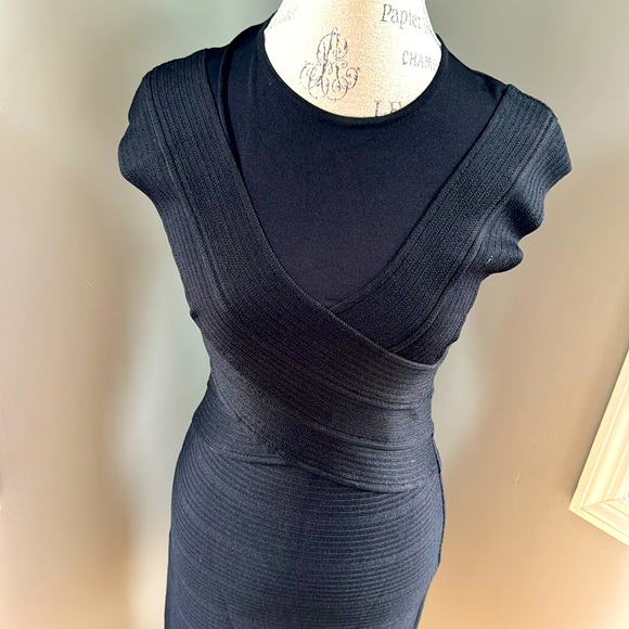 Christian Dior cross top bodycon bandage dress black EUC size Small - Picture 1 of 12